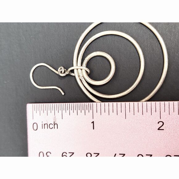 Sterling Silver Boho Triple Hoop Earrings 925 Marked Tested 2" Geometric Drops - Picture 4 of 5